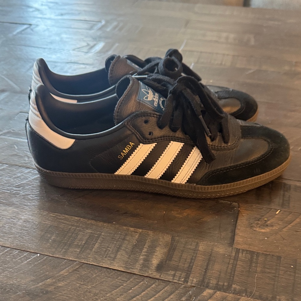 adidas Samba Black Leather Athletic Shoes